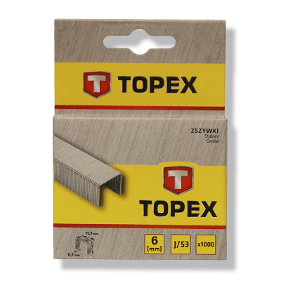 Скоба для степлера TOPEX Тип J53, 6 Х 11,3 Х 0,7 мм. 1000 шт. заказать в Луганске в интернет магазине Перестройка недорого