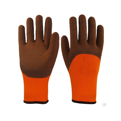 Перчатки нейлоновые рифленые шерстяные коричневый - оранжевый пара заказать в Луганске в интернет магазине Перестройка недорого
