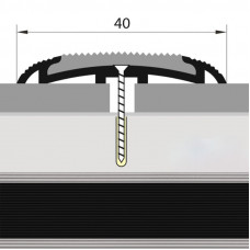 Порожек стык алюминиевый с резиновой вставкой (черный) 40 мм. 1,8 м.