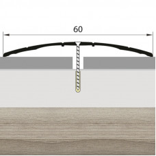 Порожек стык алюминиевый дуб дымчатый широкий 60 мм. 0,9 м.