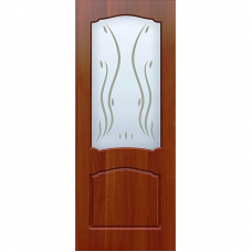 Дверь ЮЛИЯ с фьюзингом Итальянский орех (стекло) 2000 Х 600 мм.
