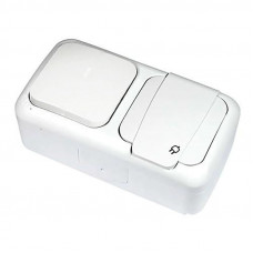 Блок Palmiye VIKO выключатель 1 клав + розетка 1 с/з с крышкой белый