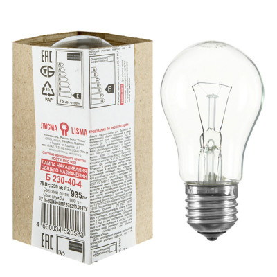 Лампа накаливания 40Вт. Е27  заказать в Луганске в интернет магазине Перестройка недорого