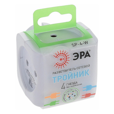 Тройник б/з ЭРА SP-4-W 4 гнезда белый заказать в Луганске в интернет магазине Перестройка недорого