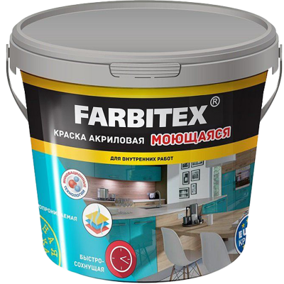 Краска акриловая FARBITEX моющаяся 1.1 кг. заказать в Луганске в интернет магазине Перестройка недорого