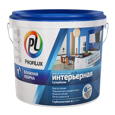 Краска ВД PROFILUX PL-10L латексная интерьерная влажная уборка 1,4 кг. заказать в Луганске в интернет магазине Перестройка недорого