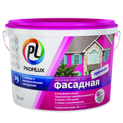 Краска ВД PROFILUX PL-112A фасадная влагостойкая 14 кг. заказать в Луганске в интернет магазине Перестройка недорого