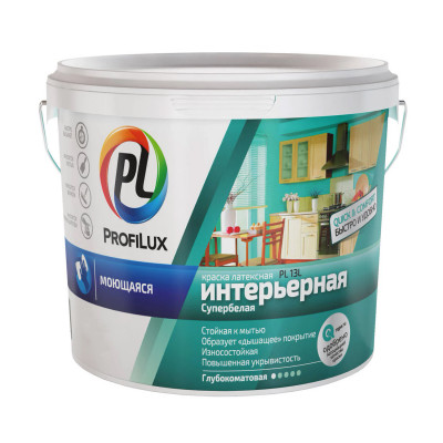 Краска ВД PROFILUX PL-13L латексная моющаяся супербелая база 1 1,4 кг. заказать в Луганске в интернет магазине Перестройка недорого