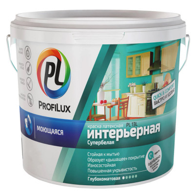 Краска ВД PROFILUX PL-13L латексная моющаяся супербелая база 1 3 кг. заказать в Луганске в интернет магазине Перестройка недорого