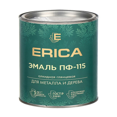 Эмаль ПФ-115 алкидная глянцевая ERICA 0,8 кг. Шоколадная заказать в Луганске в интернет магазине Перестройка недорого