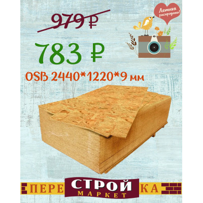 Плита OSB 1250 Х 2500 Х 9 мм. заказать в Луганске в интернет магазине Перестройка недорого