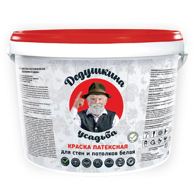 Краска акриловая "Дедушкина усадьба" для стен и потолков белая 5,5 кг. заказать в Луганске в интернет магазине Перестройка недорого