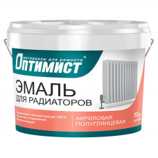 Эмаль акриловая для радиаторов полу-глянцевая супербелая Оптимист Е309 0,9 кг.