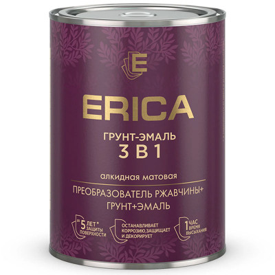 Грунт-эмаль по ржавчине 3в1 матовая Графит ERICA 0,8 кг. заказать в Луганске в интернет магазине Перестройка недорого