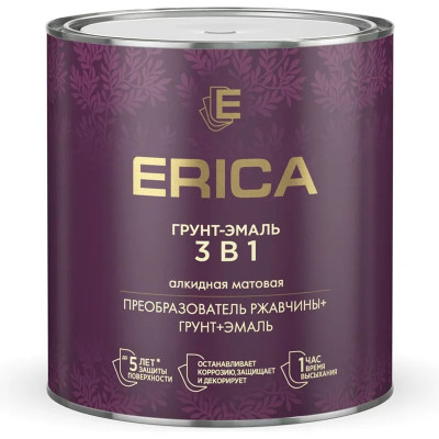 Грунт-эмаль по ржавчине 3в1 матовая Графит ERICA 2,6 кг. заказать в Луганске в интернет магазине Перестройка недорого
