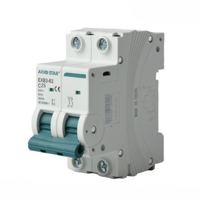Автовыключатель AKKOSTAR двухполюсный EXB3-63 6KA 2P C25A заказать в Луганске в интернет магазине Перестройка недорого