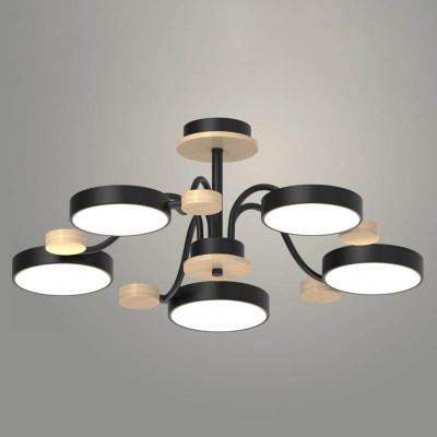 Люстра LED 3216/5 BK+WOOD заказать в Луганске в интернет магазине Перестройка недорого