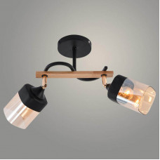 Люстра 1644B/2 BK+WOOD+FGD