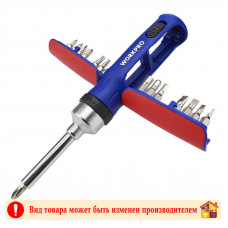 Отвертка реверс с набором бит WorkPro 14 предметов
