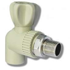 Полипропилен кран шаровый 20-1/2" угловой VRT/EVER серый