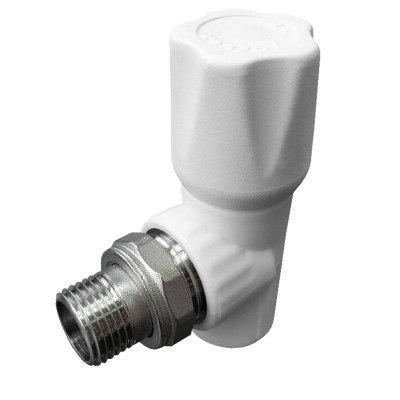 Полипропилен вентиль радиаторный белый угловой 25х3/4 Valfex заказать в Луганске в интернет магазине Перестройка недорого