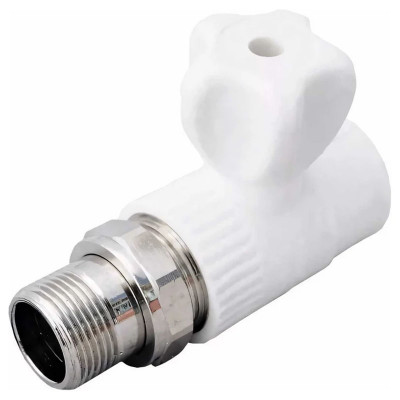 Полипропилен кран радиаторный Белый наружная резьба 20 мм 1/2 прямой Valfex заказать в Луганске в интернет магазине Перестройка недорого