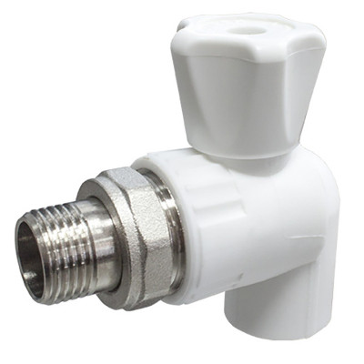 Полипропилен кран радиаторный Белый наружная резьба 20 мм 1/2 угловой Valfex заказать в Луганске в интернет магазине Перестройка недорого