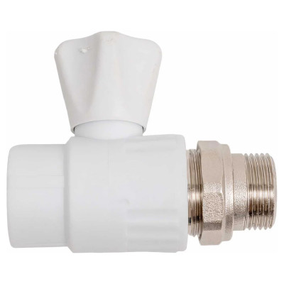 Полипропилен кран радиаторный Белый наружная резьба 25 мм 3/4 прямой Valfex заказать в Луганске в интернет магазине Перестройка недорого