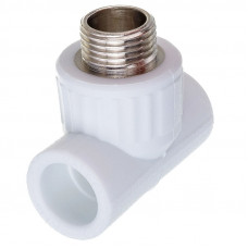 Полипропилен тройник Белый наружная резьба 20 мм 1/2 Valfex