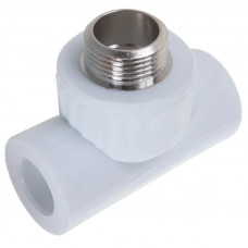 Полипропилен тройник Белый наружная резьба 20 мм 3/4 Valfex