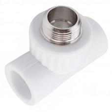 Полипропилен тройник Белый наружная резьба 25 мм 3/4 Valfex