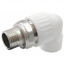 Полипропилен отвод с американкой наружная резьба 25 мм. 3/4 белый Valfex