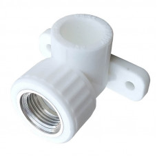 Полипропилен отвод с креплением внутренняя резьба 20 мм. 1/2 белый Valfex