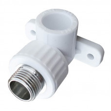 Полипропилен отвод с креплением наружная резьба 20 мм. 1/2 белый Valfex