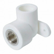 Полипропилен отвод с креплением внутренняя резьба 25 мм. 1/2 белый Valfex