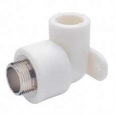 Полипропилен отвод с креплением наружная резьба 25 мм. 1/2 белый Valfex
