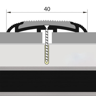 Порожек стык алюминиевый с резиновой вставкой (черный) 40 мм. 2,7 м. заказать в Луганске в интернет магазине Перестройка недорого