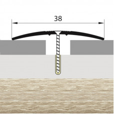 Порожек стык алюминиевый дуб беленый 38 мм. 0,9 м.