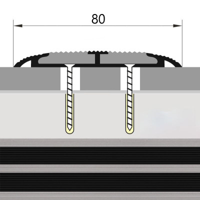 Порожек стык алюминиевый с резиновой вставкой 80 мм. 1 м. заказать в Луганске в интернет магазине Перестройка недорого