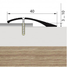 Порожек кант полукруглый алюминиевый дуб арт 40 мм. 0,9 м.