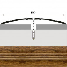 Порожек стык алюминиевый дуб медовый широкий 60 мм. 0,9 м.