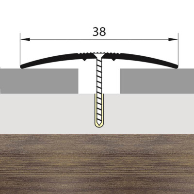 Порожек стык алюминиевый дуб сантана 38 мм. 0,9 м. заказать в Луганске в интернет магазине Перестройка недорого