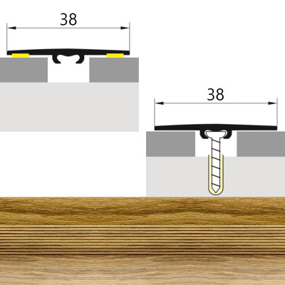 Порожек стык алюминиевый дуб эдельвейс с дюбелем 38 мм. 0,9 м. заказать в Луганске в интернет магазине Перестройка недорого
