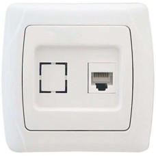 Розетка компьютерная 1-я Universal Маргарита  б/з с/у 1А RJ45 220В белый M0035