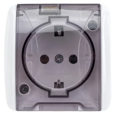 Розетка 1я с/з IP54 16A с прозрачной крышкой Селигер заказать в Луганске в интернет магазине Перестройка недорого