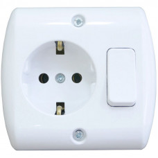 Розетка Ne-Ad 1 гнездо с выключателем с/з 16А 250В IP20 1015-а