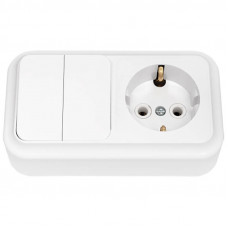 Блок 2В-РЦ-529 ПРАЛЕСКА 2 клавишный + розетка з/к