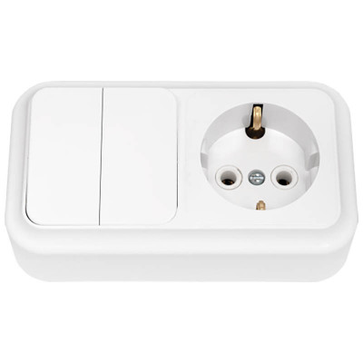 Блок 2В-РЦ-529 ПРАЛЕСКА 2 клавишный + розетка з/к заказать в Луганске в интернет магазине Перестройка недорого