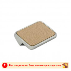 Ручка мебельная CP+КН хром+светло-коричневая кожа Elegant Adelia 32 мм