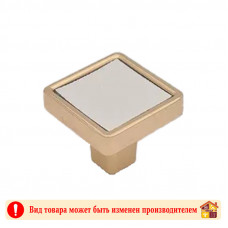 Ручка мебельная 24K OT+WH золото+белая кожа Frame Adelia